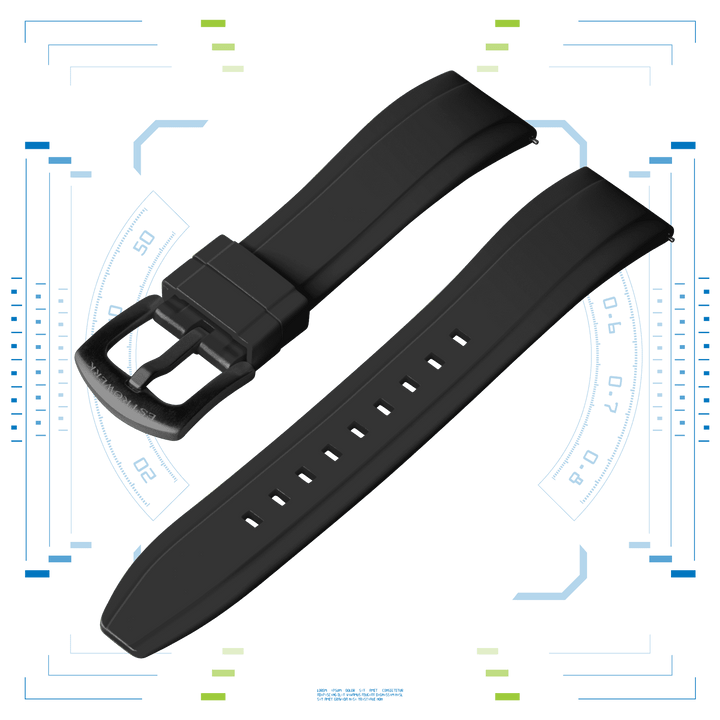 Black Rubber Strap 20mm